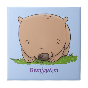 Cute baby wombat cartoon illustration tile