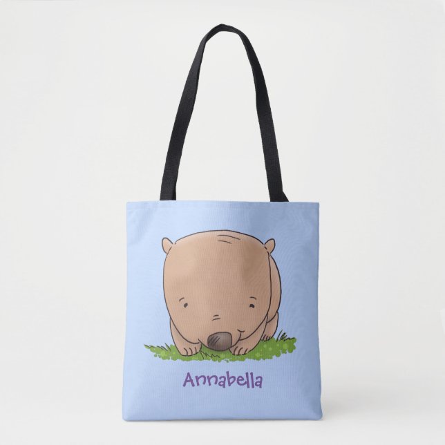 Cute baby wombat cartoon illustration tote bag (Front)