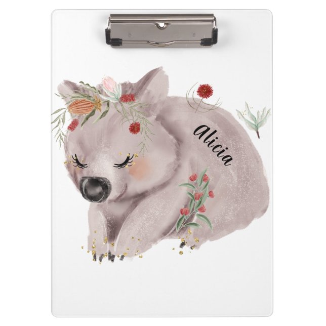 Cute Baby Wombat Gold Speckle Custom Clipboard (Front)