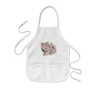 Cute Baby Wombat Gold Speckle Custom Name Kids Apron