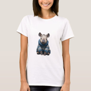 Cute Baby Wombat in Cozy Blue Patterned Sweater