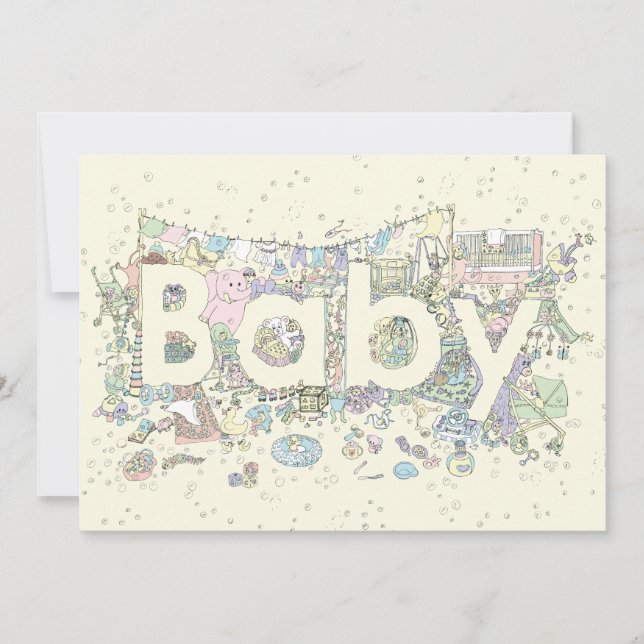 Cute Baby Word Art Pastel Colours Gender Neutral (Front)
