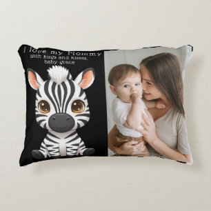 Cute Baby Zebra Art, Child's Name & Message photo Accent Pillow