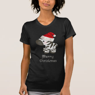 Cute Baby Zebra in Santa Hat T-Shirt