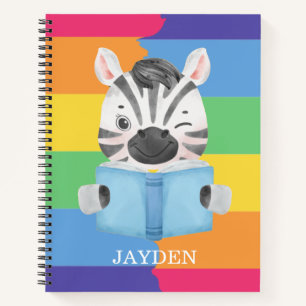 Cute Baby Zebra Reading Book Name Kids Rainbow