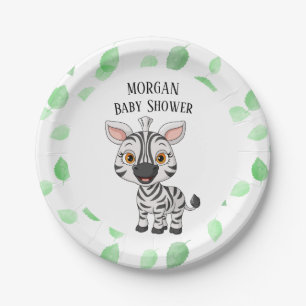 Cute Baby Zebra Travel Jungle Safari Tree Leaves Paper Plate