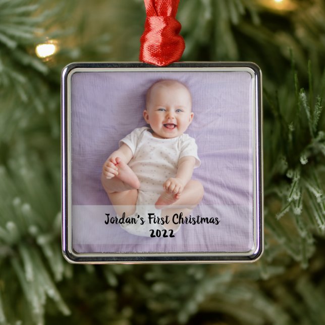 Cute baby's 1st christmas  metal ornament (Tree)