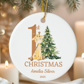 Cute Baby's 1st Christmas Personalized Ceramic Ornament