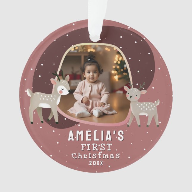 Cute Baby's 1st Christmas Photo Reindeer (devant)