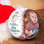 Cute Baby's 1st Christmas Snowman 2 Photo Baseball<br><div class="desc">Cute Baby's 1st Christmas Snowman 2 Photo Baseball. A cozy Christmas baseball featuring cute drawing of a cute snowman and 2 custom photos. Delicate snowflakes are scattered across the baseball, adding a touch of winter magic. The text 'First Christmas' is in elegant script. The overall aesthetic exudes a warm, rustic,...</div>
