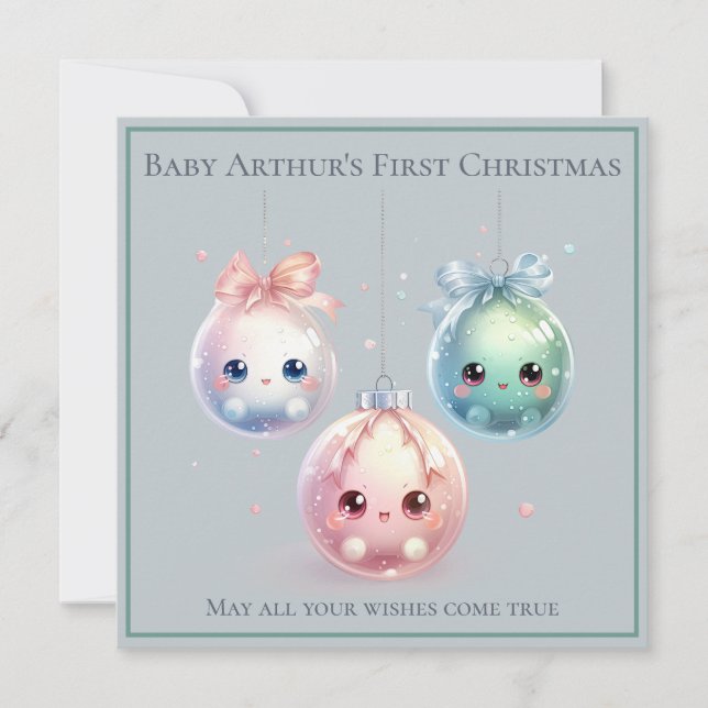 Cute Baby's First Christmas Christmas Card (Front)