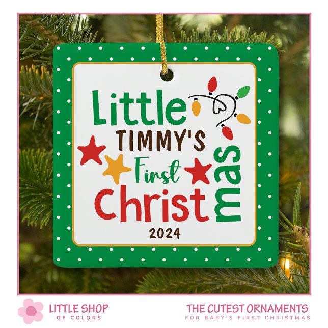 Cute Babys First Christmas Photo Ceramic Ornament (Creator Uploaded)
