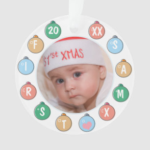 Cute Baby's First Christmas Photo Ornament