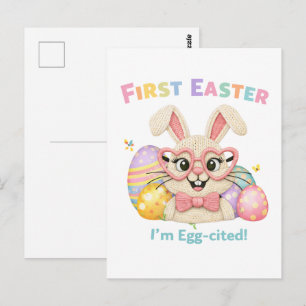 Cute Baby's First Easter Egg-cited Bunny Postcard