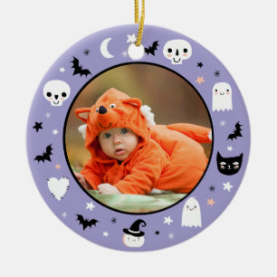 Cute Baby's First Halloween Photo Ceramic Ornament
