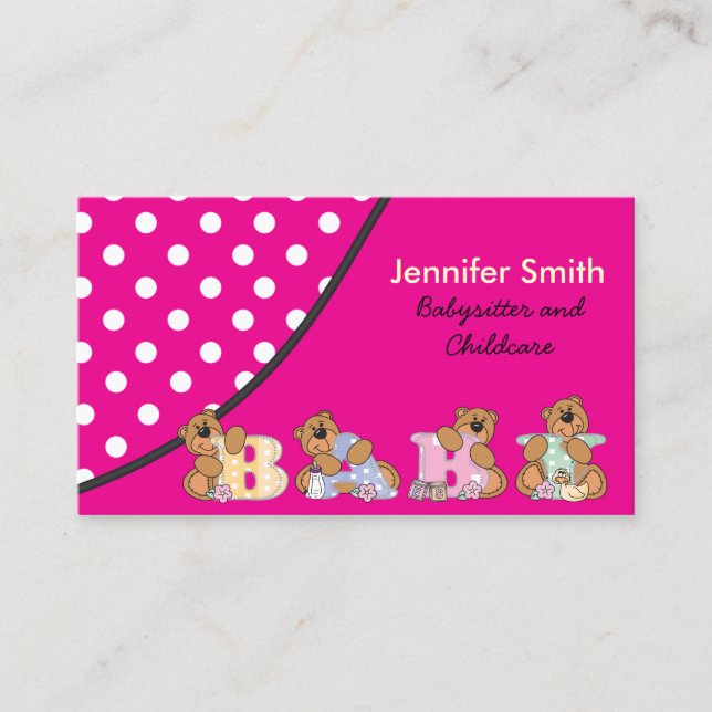 Cute Babysitter or Childcare Service Business Card (Front)