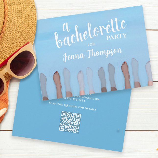 Cute Bachelorette Party Watercolor Spa QR Code Invitation (Creator Uploaded)