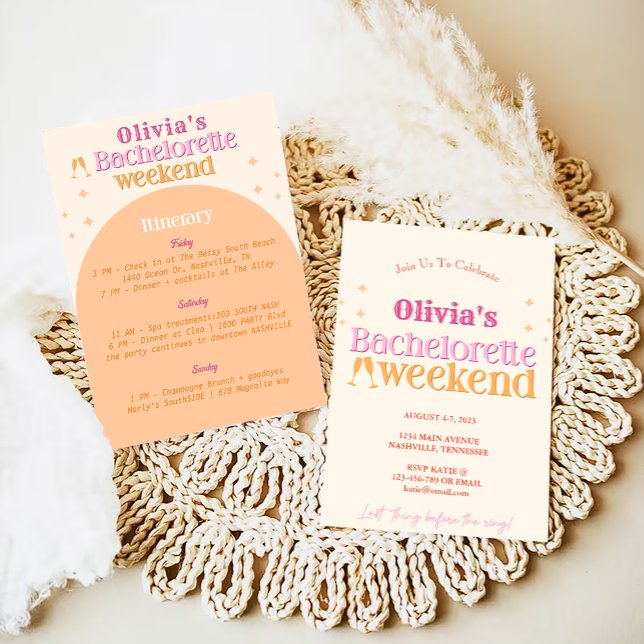 Cute Bachelorette Weekend Itinerary Invitation (Creator Uploaded)