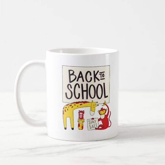 Cute Back to School Animals Safety Design Coffee Mug (Left)