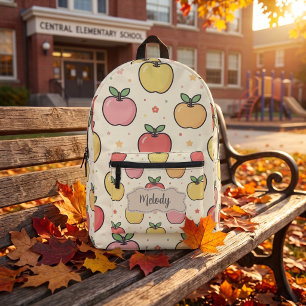 Cute Back to School Apples Pattern Printed Backpack