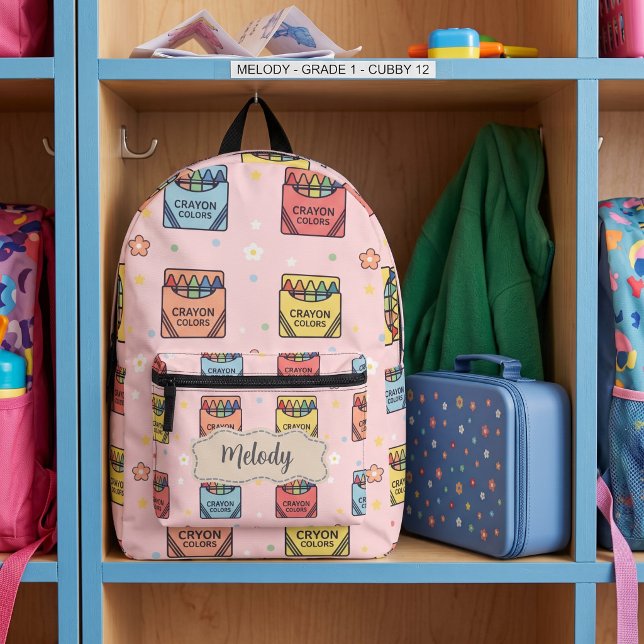 Cute Back to School Crayons Pattern  Printed Backpack (Creator Uploaded)
