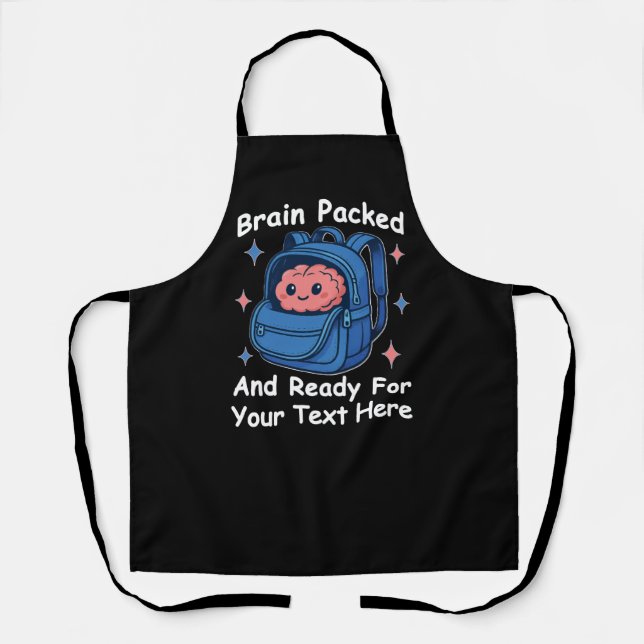 Cute Back-to-School Customizable “Brain Ready" Apron (Front)