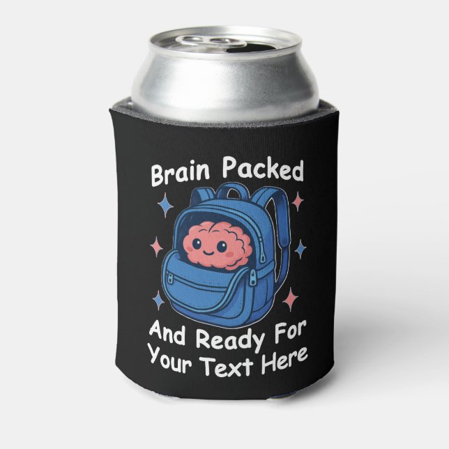 Cute Back-to-School Customizable “Brain Ready" Can Cooler (Can Back)