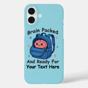 Cute Back-to-School Customizable “Brain Ready" iPhone 16 Plus Case