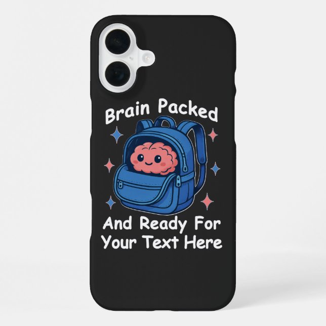 Cute Back-to-School Customizable “Brain Ready" iPhone Case (Back)