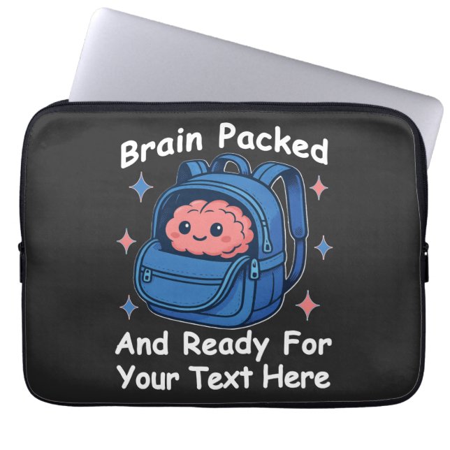 Cute Back-to-School Customizable “Brain Ready" Laptop Sleeve (Front)