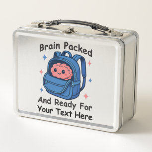 Cute Back-to-School Customizable “Brain Ready" Metal Lunch Box
