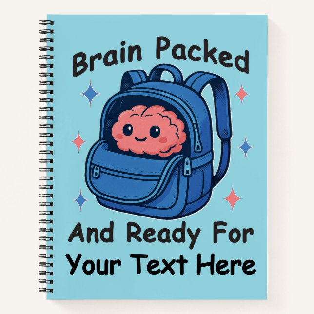 Cute Back-to-School Customizable “Brain Ready" Notebook (Front)
