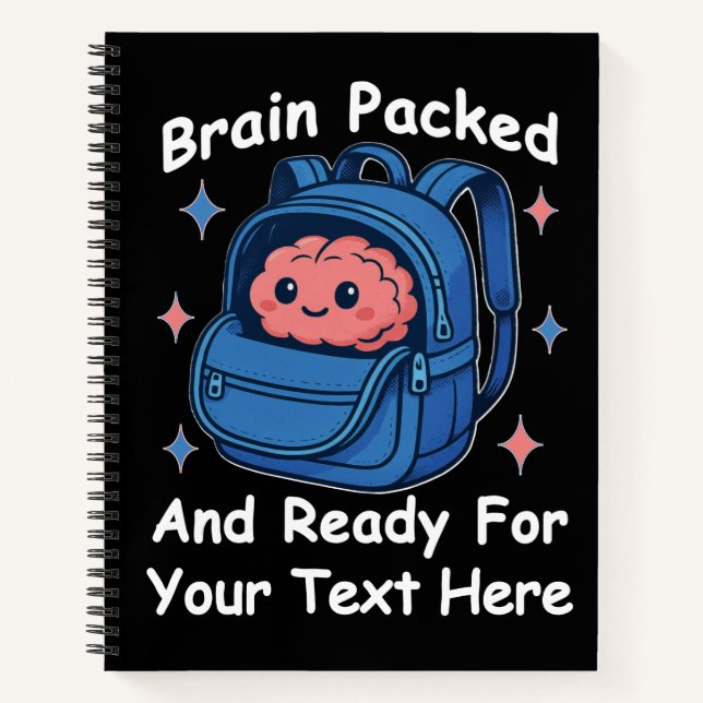 Cute Back-to-School Customizable “Brain Ready" Notebook (Front)
