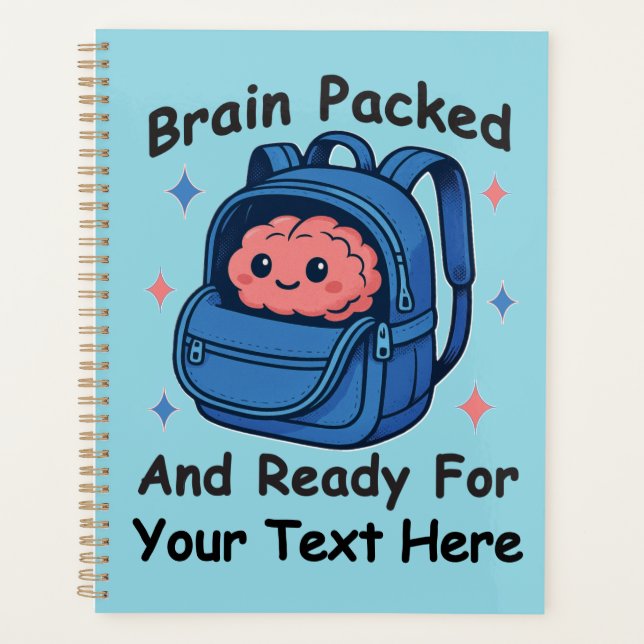 Cute Back-to-School Customizable “Brain Ready" Planner (Front)