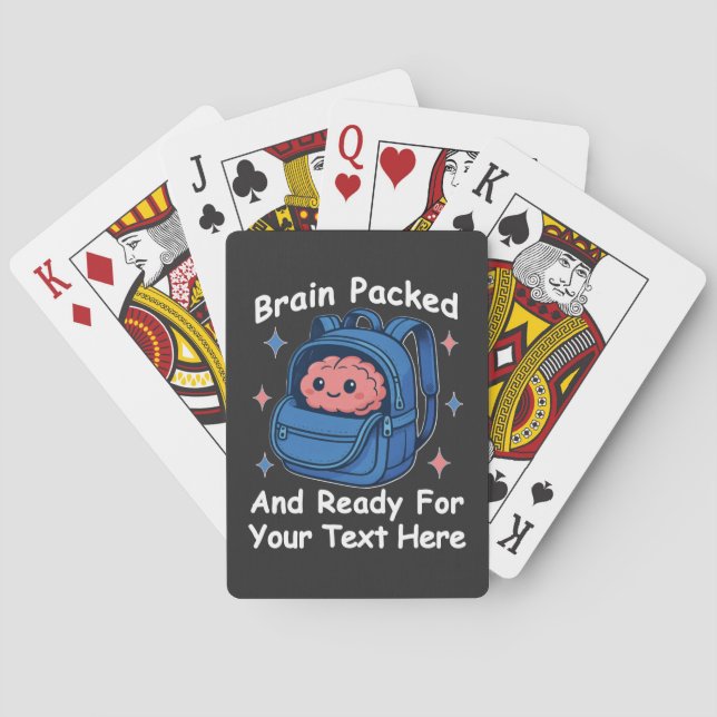 Cute Back-to-School Customizable “Brain Ready" Playing Cards (Back)