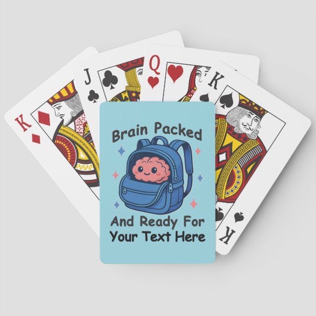 Cute Back-to-School Customizable “Brain Ready" Playing Cards (Back)