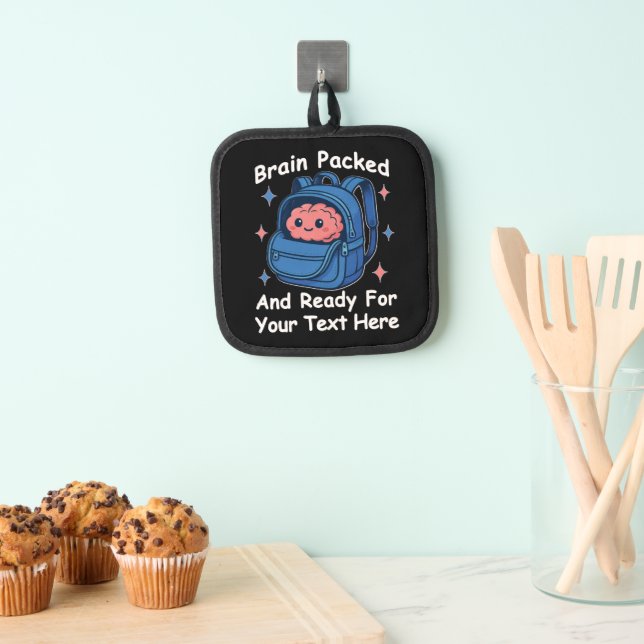 Cute Back-to-School Customizable “Brain Ready" Pot Holder (Insitu(Hanging))