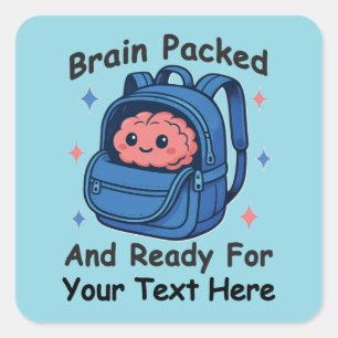 Cute Back-to-School Customizable “Brain Ready" Square Sticker
