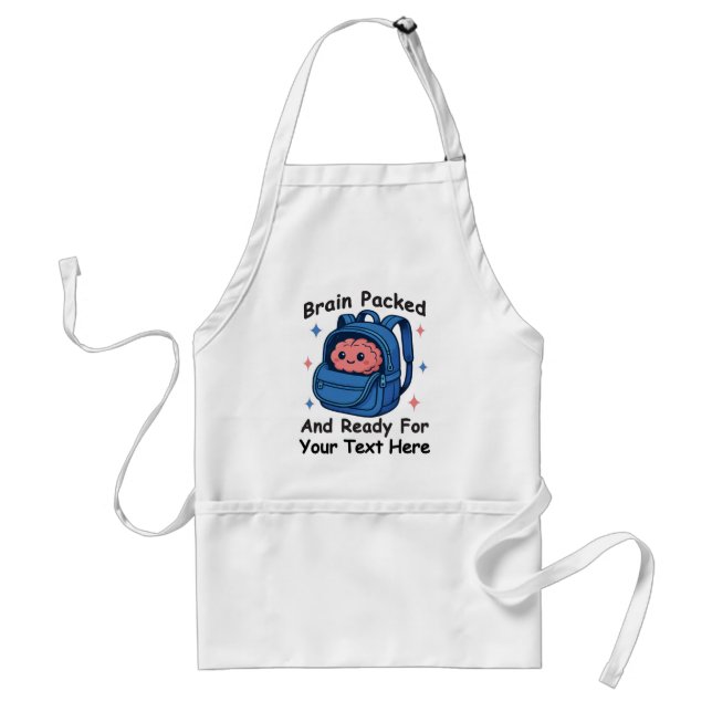 Cute Back-to-School Customizable “Brain Ready" Standard Apron (Front)
