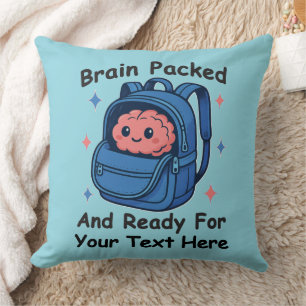 Cute Back-to-School Customizable “Brain Ready" Throw Pillow