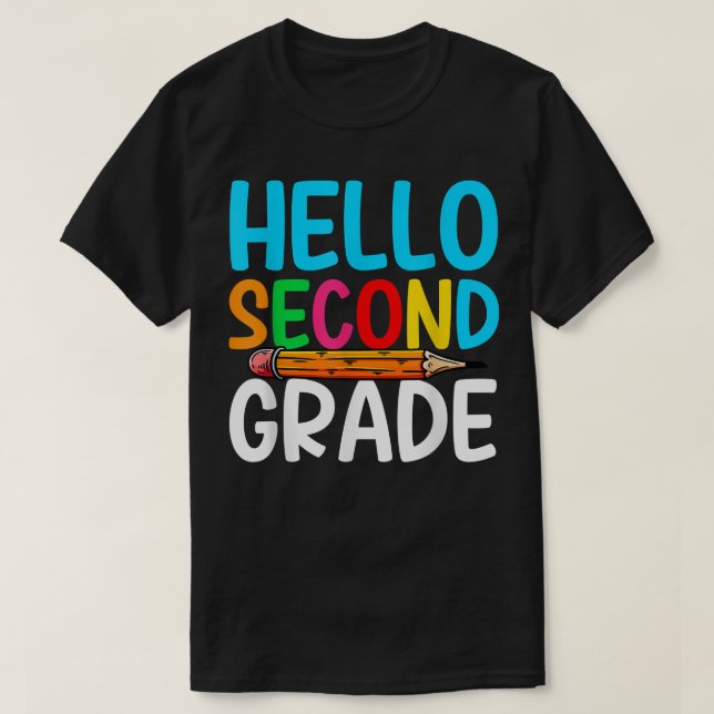 Cute Back To School Hello Second Grade First Day O T-Shirt (Design Front)