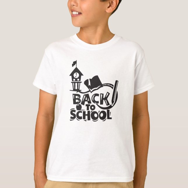 Cute Back To School Illustration Kids Quote T-Shirt (Front)