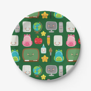 Cute Back to School Kawaii Classroom Supplies Paper Plate