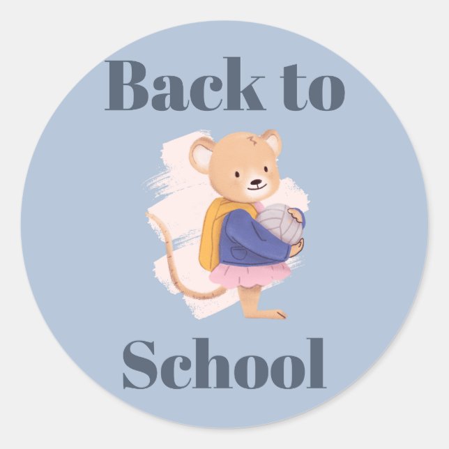 cute back to school mouse design  classic round sticker (Front)
