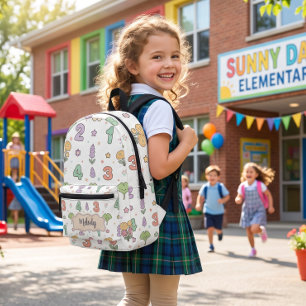 Cute Back to School Numbers Pattern Printed Backpack