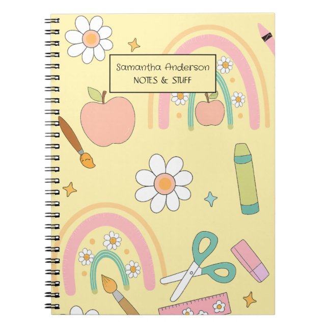 Cute Back to School Pattern |  School Supplies  Notebook (Front)
