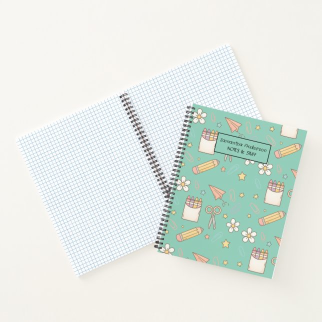 Cute Back to School Pattern |  School Supplies  Notebook (Inside)