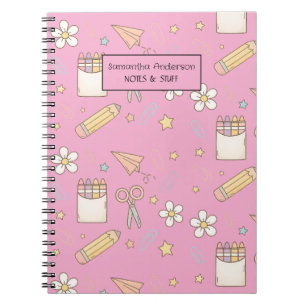 Cute Back to School Pattern School Supplies Notebook