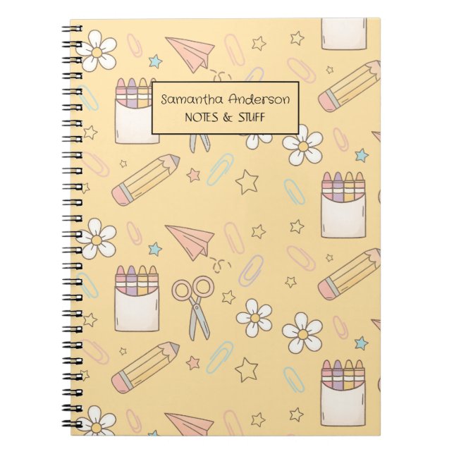 Cute Back to School Pattern |  School Supplies  Notebook (Front)