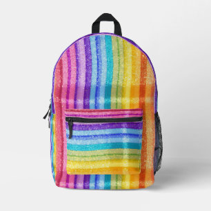 Cute Back to School Pretty Rainbow Watercolor Girl Printed Backpack